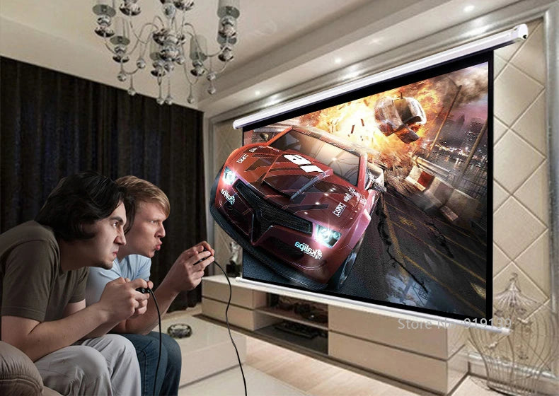 HD 100 Inch 16:9 Electric Motorized Projection Screens Curtain Wireless Remote Control