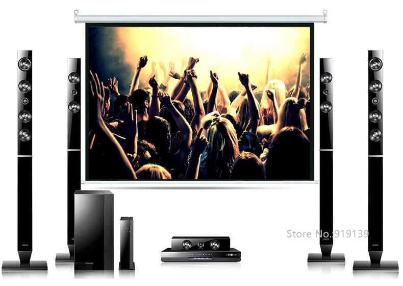 HD 100 Inch 16:9 Electric Motorized Projection Screens Curtain Wireless Remote Control