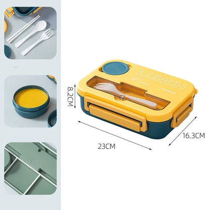 Plastic Portable Lunchbox Microwave Food Containers with Chopsticks Fork Spoon