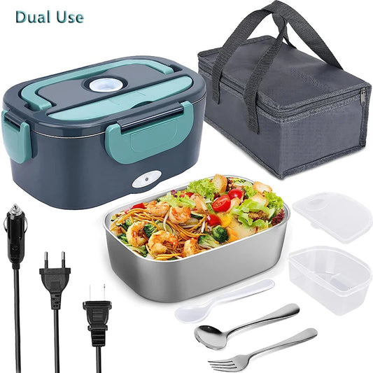 Dual Use Home & Car Electric Heating Leakproof Stainless Steel Lunch Box