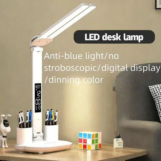 LED Clock Dimmable 180 Degree Rotation Foldable Desktop Reading Night Light