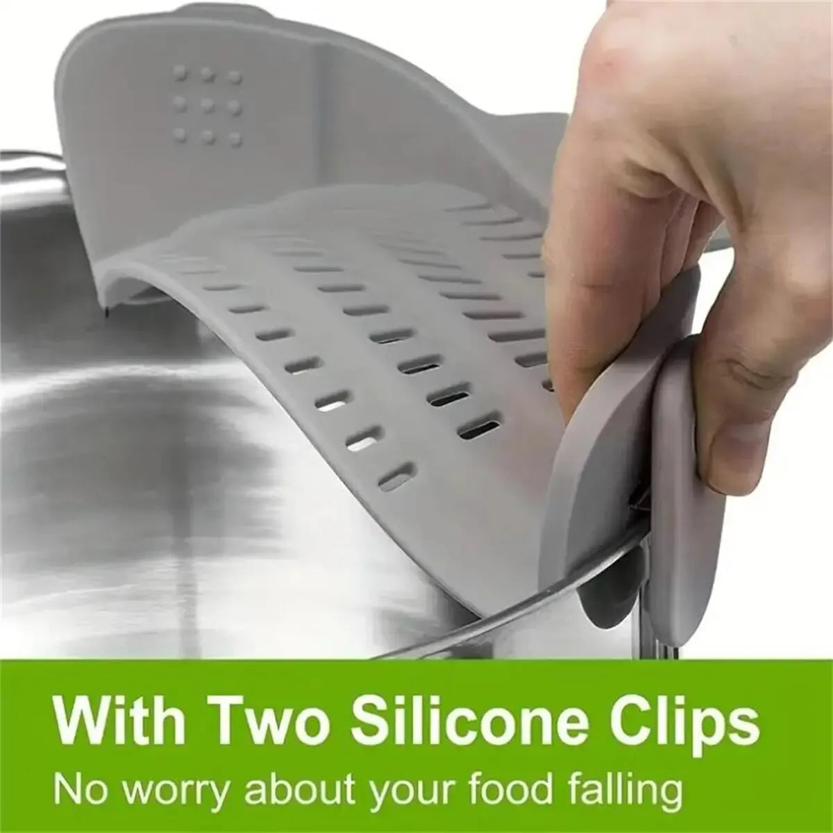 1pc Adjustable Silicone Clip-On Strainer for Pots, Pans, and Bowls