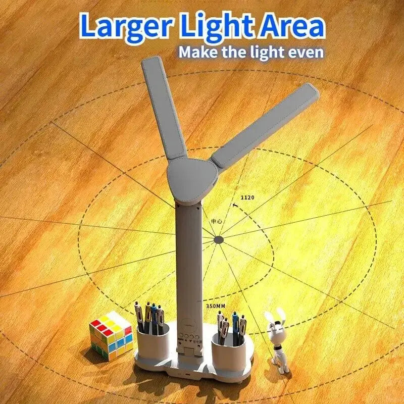 LED Clock Dimmable 180 Degree Rotation Foldable Desktop Reading Night Light