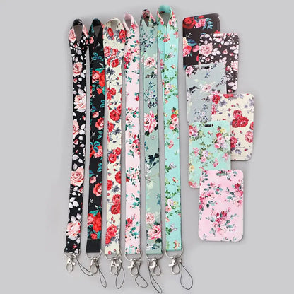 Flower Lanyard Strap ID Card Badge Holder