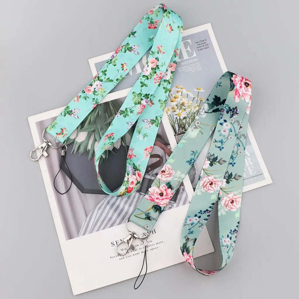 Flower Lanyard Strap ID Card Badge Holder