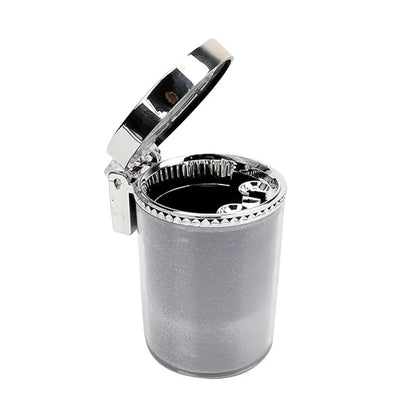 Car Ashtray With LED Light Airtight Lid Multifunctional Vehicle Cup Holder