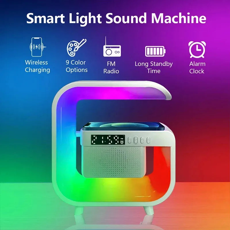 Multifunction Wireless Bluetooth 5.0 Speaker Night Light Fast Charging Station for iPhone & Android