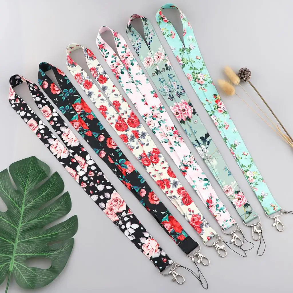 Flower Lanyard Strap ID Card Badge Holder