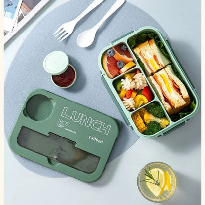 Plastic Portable Lunchbox Microwave Food Containers with Chopsticks Fork Spoon